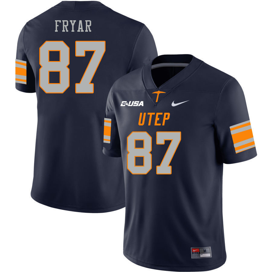 Men-Youth #87 Zach Fryar UTEP Miners 2023 College Football Jerseys Stitched-Navy